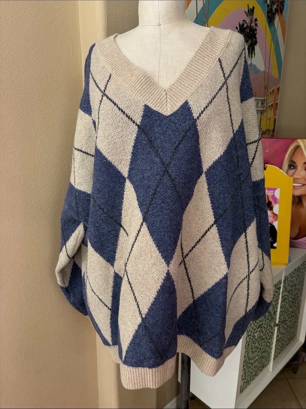 Fashion Nova Aulina Argyle Sweater NWT
